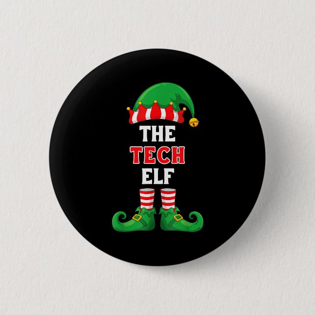The Tech Elf Shirt Christmas For It Guy Tech Suprt Knapp (Framsida)