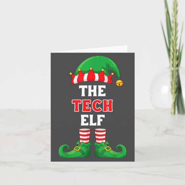 The Tech Elf Shirt Christmas For It Guy Tech Suprt Kort (Framsida)