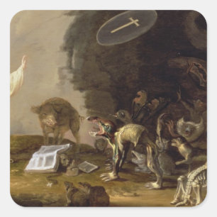 The Temptation of St. Anthony (panel) Fyrkantigt Klistermärke