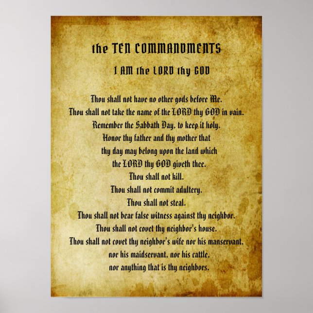 The Ten Commandments Vintage Faux Parchment  Poster (Framsidan)