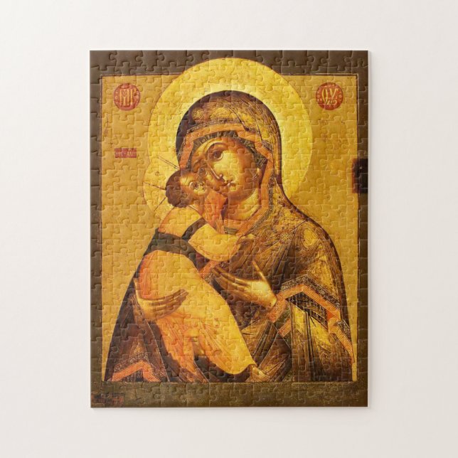 The Theotokos and Christ Child Orthodox Icon Pussel (Vertikal)