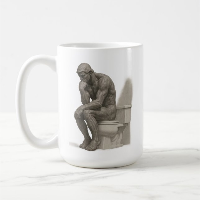 The Thinker on the Throne – Classical Charcoal Sty Kaffemugg (Vänster)