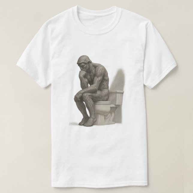 The Thinker on the Throne – Classical Charcoal Sty T Shirt (Design framsida)