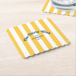 The Thirty Club Yellow Beach Stripe 30th Birthday Underlägg Papper