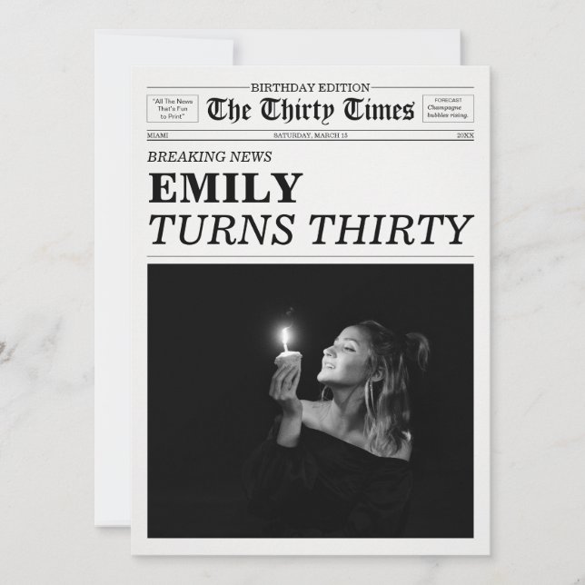 The Thirty Times Newspaper 30-årsfest Inbjudningar (Framsida)