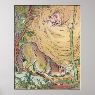 The Three Little Pigs Straw House Fairy Tale 1904 Poster