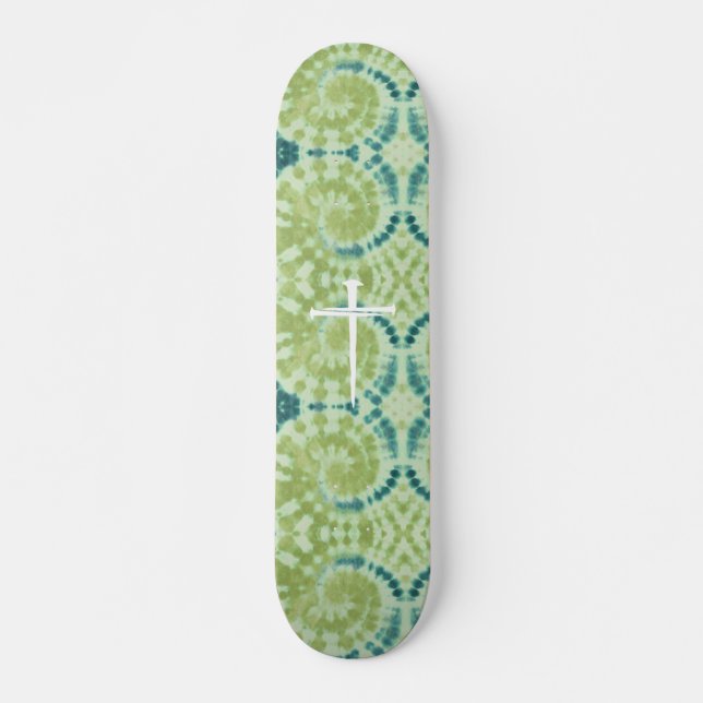 The Three Nails Cross Green Tie Die Christian Mini Skateboard Bräda 18,5 Cm (Framsida)
