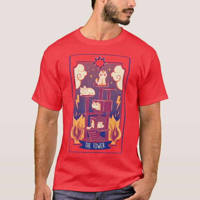 The Tower Cat Tarot by Tobe Fonseca T Shirt (Framsida)