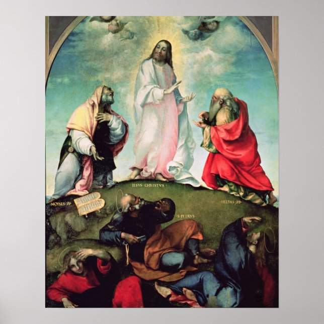 The Transfiguration of Jesus, c.1510-12 (olja på p Poster (Framsidan)
