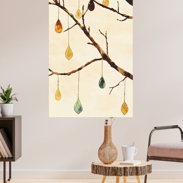 The tree with golden leaves is a popular wall  poster (Vardagsrum 3)