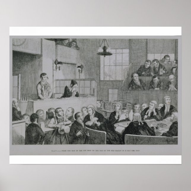 The Trial at the Old Bailey, plate 5 of 'The Drunk Poster (Framsidan)