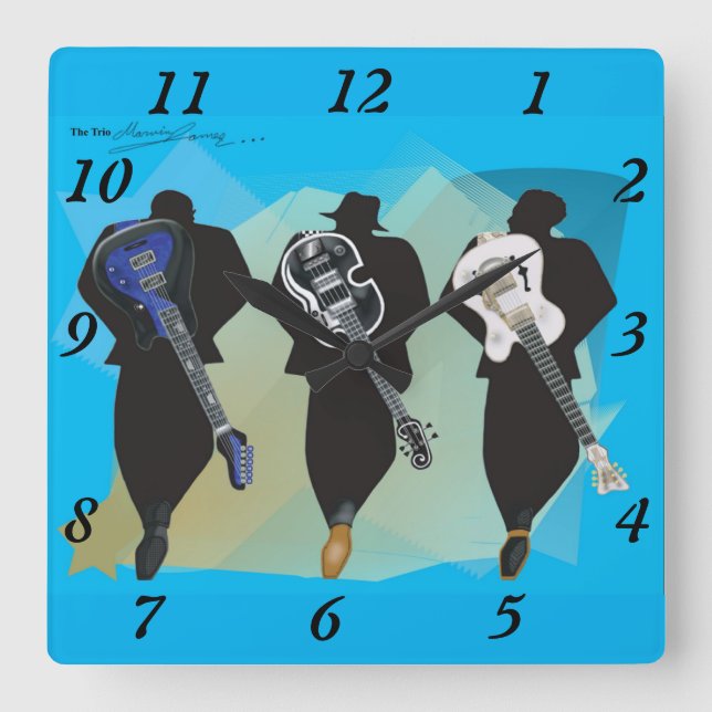 The Trio - Akrylväggur Fyrkantig Klocka (Framsida)