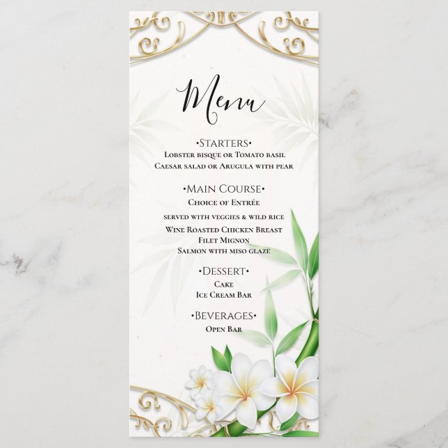 The Tropical Imperial Bamboo Garden Wedding Menu Meny (Framsida)
