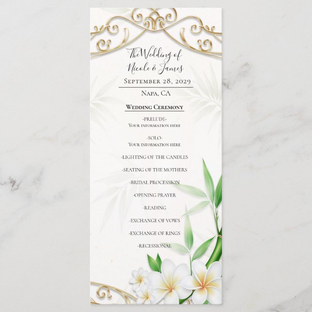 The Tropical Imperial Bamboo Garden Wedding  Meny (Framsida)