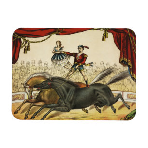 The Two Horse Act, Circus Performance, Circa 1874. Magnet