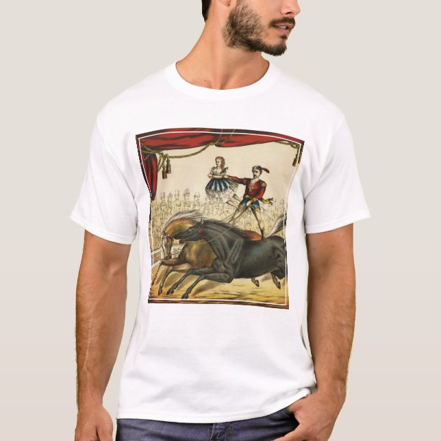 The Two Horse Act, Circus Performance, Circa 1874. T Shirt (Framsida)