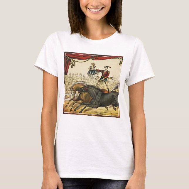 The Two Horse Act, Circus Performance, Circa 1874. T Shirt (Framsida)