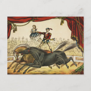 The Two Horse Act, Circus Performance, Circa 1874. Vykort