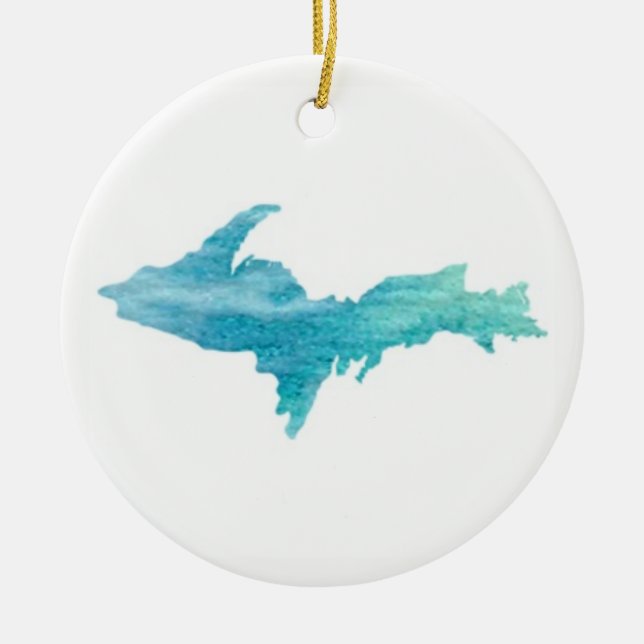 The U.P., Michigans övre Peninsula Ornament Aqua (Framsidan)