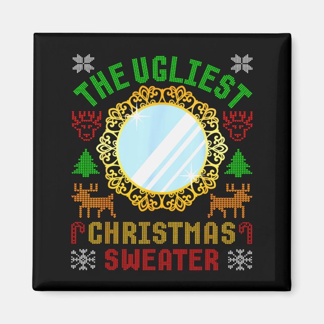 The Ugliest Ugly Christmas Sweater With Mirror Fun Magnet (Framsidan)