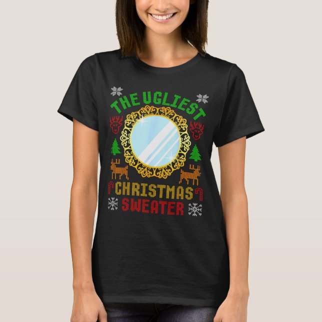 The Ugliest Ugly Christmas Sweater With Mirror Fun T Shirt (Framsida)