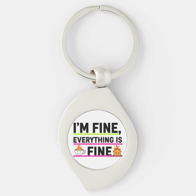 The Ultimate "I'm Fine" Men's Hoodies Swirl Silverfärgad Nyckelring (Framsidan)