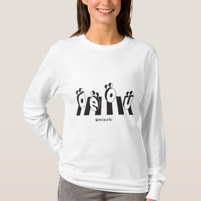 “The Umlauts™ Crossing Over” Ljus Färg T Shirt (Framsida)