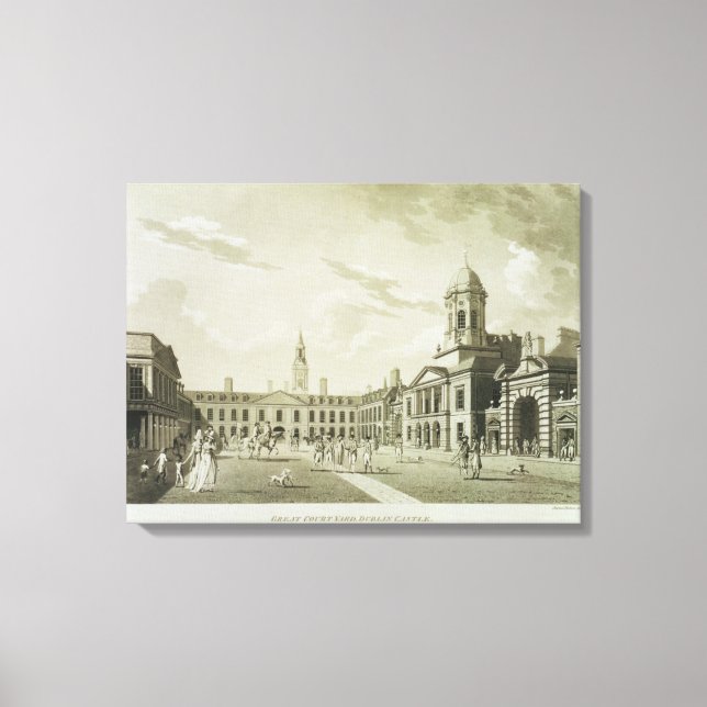 The Underbar Court Yard, Dublin Castle, 1792 (engr Canvastryck (Framsida)