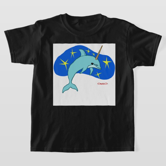 The Unicorn Dolphin (Fantasy Marine Animal) T Shirt (Laydown)