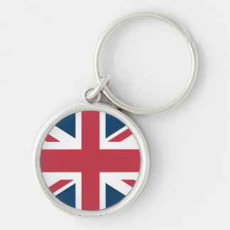 The Union Jack British Flag Keychain  Rund Silverfärgad Nyckelring