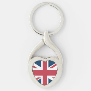 The Union Jack brittisk flagg metallnyckelring Twisted Heart Silverfärgad Nyckelring