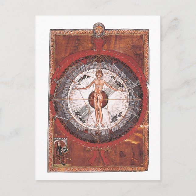 The Universal Man - Hildegard von Bingen Vykort (Framsida)