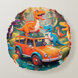The Velociraptors Familjeutflykt  Rund Kudde