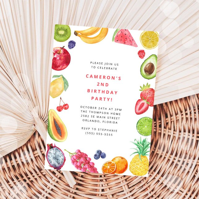 The Very Hungry Caterpillar Fruit Birthday Inbjudningar (Skapare uppladdad)