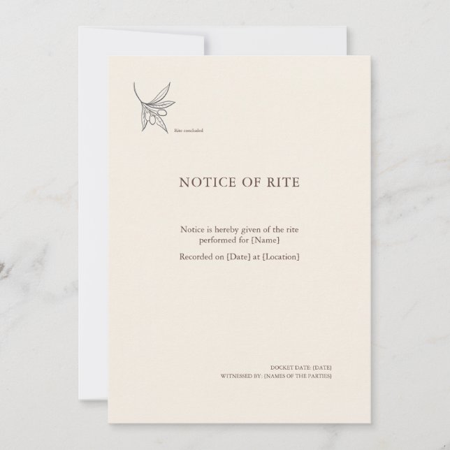 The Vessel- Minimalist Sacrement Announcement  Meddelande (Framsida)