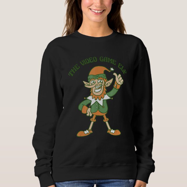 The Video Game Elf Cute Ugly Christmas Sweater T Shirt (Framsida)