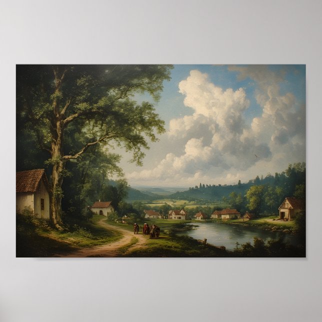 The Village Oak — Engelskt landskap med figurer Poster (Framsidan)