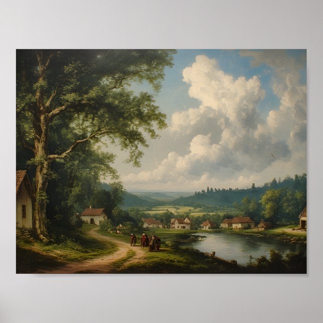 The Village Oak — Engelskt landskap med figurer Poster (Framsidan)