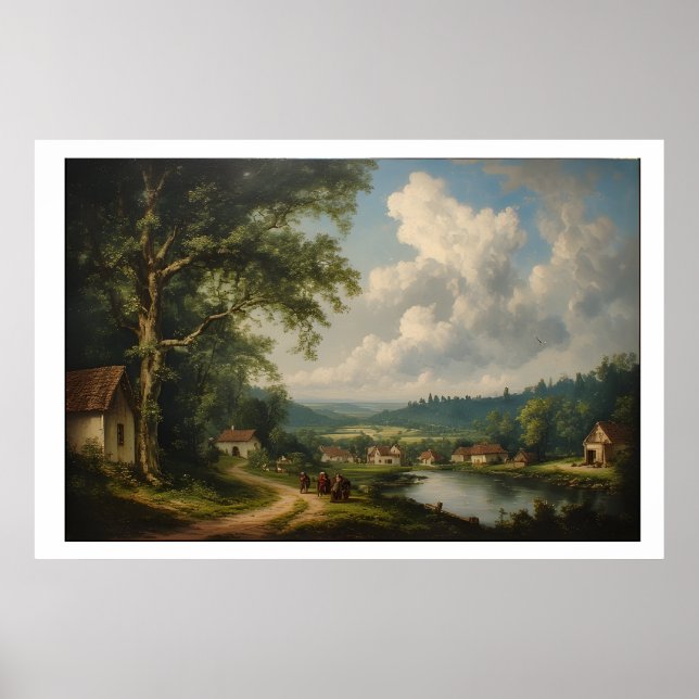 The Village Oak — Engelskt landskap med figurer Poster (Framsidan)