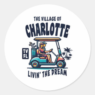 The Village Of Charlotte Golf Cart Design Runt Klistermärke