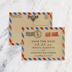 The Vintage Airmail Wedding Collection Meddelande Vykort