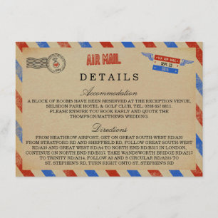 The Vintage Airmail Wedding Collection Tilläggskort