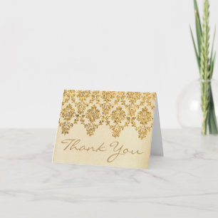 The Vintage Glam Gold Damask Bröllopssamling Tack Kort