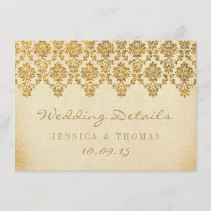 The Vintage Glam Gold Damask Bröllopssamling Tilläggskort