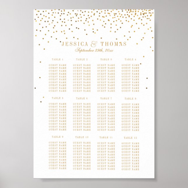 The Vintage Glam Guld Konfetti Bröllopssamling Poster (Framsidan)