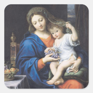 The Virgin of the Grapes, 1640-50 Fyrkantigt Klistermärke