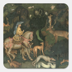 The Vision of St. Eustachius, c.1438-42 Fyrkantigt Klistermärke