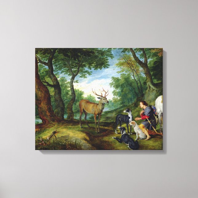 The Vision of St. Hubert, c.1620 (olja på panelen) Canvastryck (Framsida)