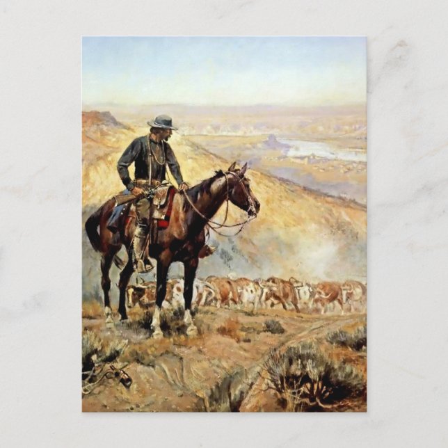 “The Wagon Boss” av Charles M Russell Vykort (Framsida)