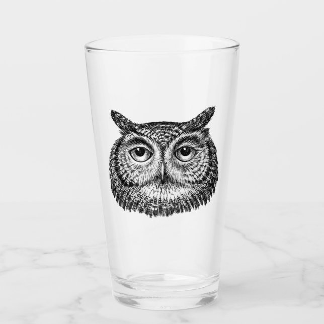 "The Watcher".. bara Spooky B&W Pint Glass Glaskopp (Framsida)